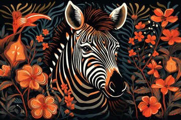 Colorful zebra illustration - obrazy, fototapety, plakaty