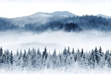 Blue Snowing Forest Pine Christmas Trees in Rows background, patterns, Horizontal, landscape, Christmas theme, Winter	