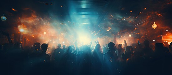 Blurry background at party in nightclub. - obrazy, fototapety, plakaty