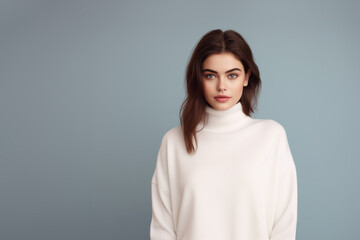 Fototapeta premium Mockup shirt for design. Portrait of confident young woman wear blank sweater.