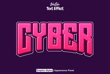 cyber text effect blue color graphic style and editable.