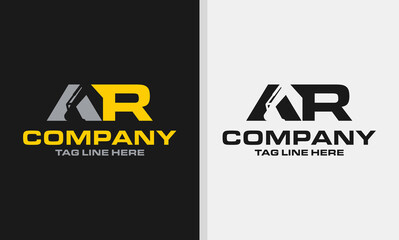 Letter AR excavator logo template vector. Heavy equipment logo vector for construction company. Creative excavator illustration for logo template.  © Shenju