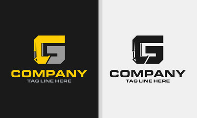 Letter G excavator logo template vector. Heavy equipment logo vector for construction company. Creative excavator illustration for logo template.  © Shenju