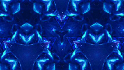 Futuristic background. Neon light. Cyber graphic. Blue color glow digital geometric pixel pattern on dark abstract illustration with free space.