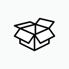 Open Box Icon. Unboxing, Empty Package Symbol  - Vector. 