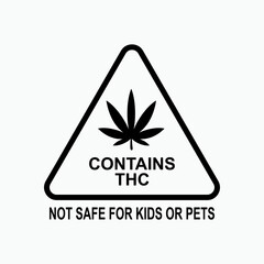 Contains THC Warning. Information Product, Tetrahydrocannabinol Symbol for Design and  Medical Websites, Presentation or Application. 