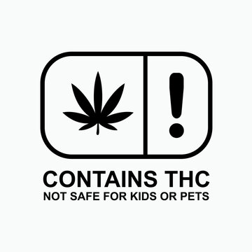 Contains THC Warning. Information Product, Tetrahydrocannabinol Symbol for Design and  Medical Websites, Presentation or Application. 