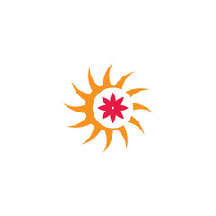 sun and flower simple geometric logo vector