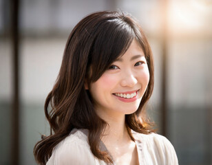 Fototapeta premium カメラ目線で微笑む女性 Generative AI
