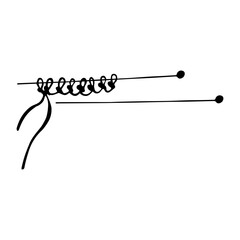 Knitting. The process of casting on loops on knitting needles. Loops and knitting needles. Vector illustration in doodle style.