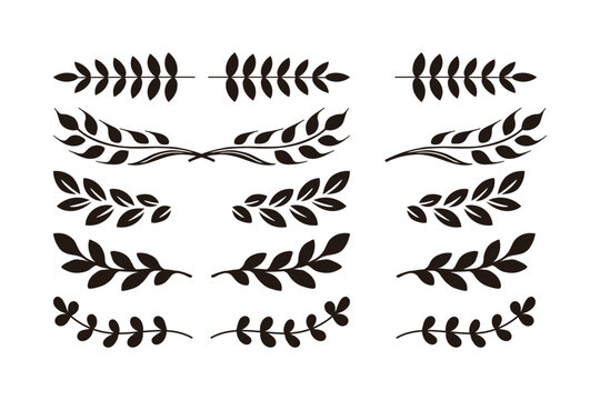 黒の月桂樹・葉っぱのラインセット