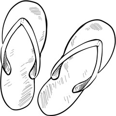 beach sandals handdrawn illustration