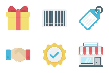 shopping flat icon set bundle 03