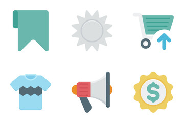 shopping flat icon set bundle 10