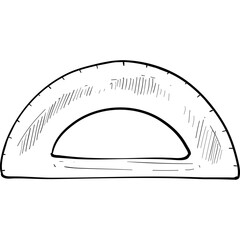 semicircular ruler handdrawn illustration
