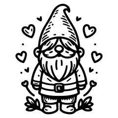 Vintage Gnome  Retro Garden Illustration for Decoration