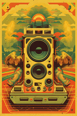 Retro reggae sound sytem background illustration