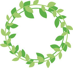 Flat design fresh green leaves wreath frame illustration for decoration on nature, garden, wild and organic life style.
