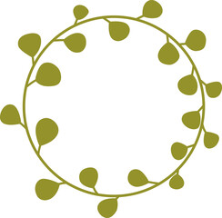Flat design ivy leaves wreath frame illustration for decoration on nature, garden, wild and organic life style.