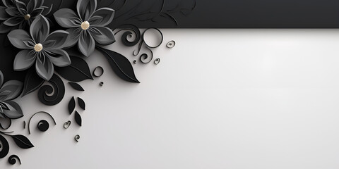 Abstract Elegance A Background Adorned with Floral Ornament in Black and White Tones A Symphony of Elegance Black Background Infused with a Floral Pattern Floral Creativity Unleashed generative AI