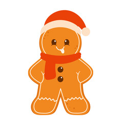 Gingerbread Man With Red Scarf Illustration