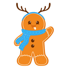 Gingerbread Wearing Deer Headband Illustration