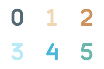 numbers flat icon set bundle 02