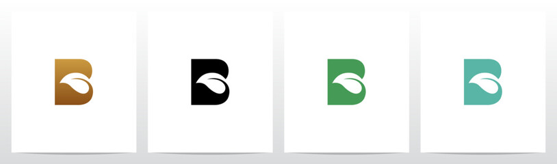 Leaf Negative Space On Letter Logo Design B