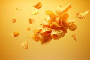 Chips flying 3d minimalistic
