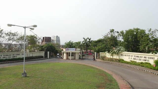 Gate of BITS Pilani K.K Birla Goa Campus| University in Goa| Drone shot| Aerial view| Goa, college, college days, studies, landscape, campus, university, technology, progress, building, India, Science