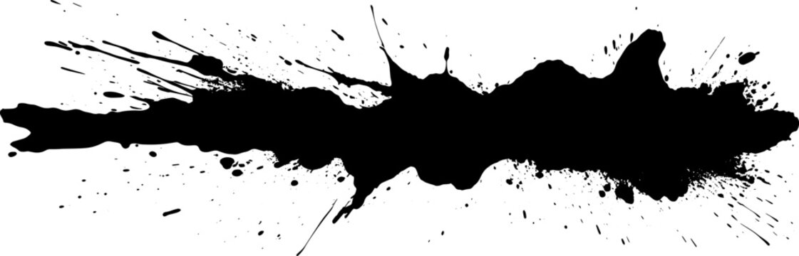 artistic texture of ink brush strokes, Isolated ink splashes and drops. Different handdrawn spray design, grunge splash