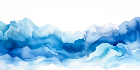 Foto op Canvas Water surface ocean wave, blue, aqua, teal marble texture. Blue and white water wave web banner Graphic Resource as background for ocean wave abstract. Watercolor backdrop for copy space text by Vita © Vita