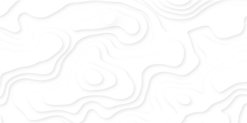 Abstract paper cut white background. Topographic canyon map light relief texture, curved layers and shadow. Paper topography pattern art 3d vector banner