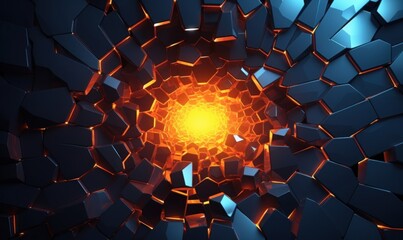 Abstract geometric background. Explosion power design with crushing surface. 3d illustration, Generative AI - obrazy, fototapety, plakaty