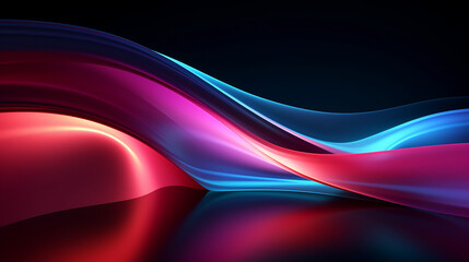 3D render abstract colorful background illuminated with blue and red. Generative AI