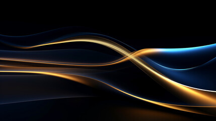 abstract dark background illuminated with blue and yellow. 3D render 