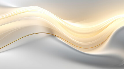 abstract white background illuminated with white and gold line. 3D render 