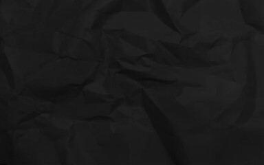 Black crumpled paper texture pattern. Rough grunge old blank. Vector abstract background.