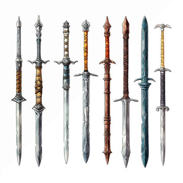 weapon knife sword war blade old battle steel military dagger knight set design vector medieval h