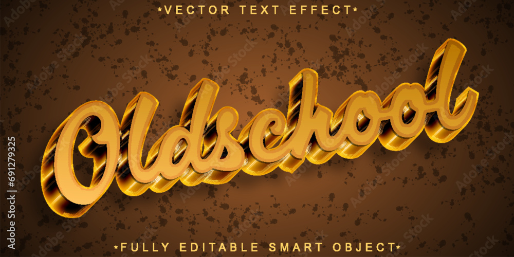 Poster oldschool vector fully editable smart object text effect