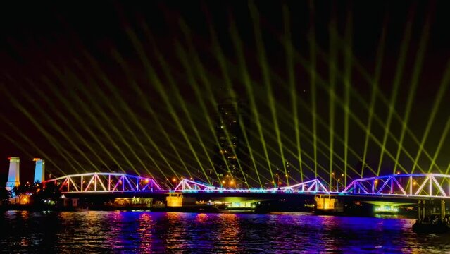 4K light and sound work at Phuttha Yot Fa Bridge Bangkok