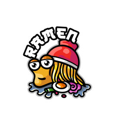 Cute snail ramen logo design