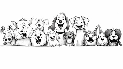 illustration happy dogs background. Generative AI.