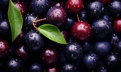 Acai berries. Organic food and fruits. Antioxidants, vitamins, diet, health concept. Natural food, berries background. Generative AI