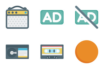 film and video flat icon set bundle 02