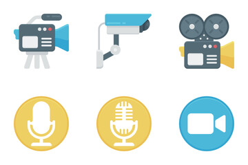 film and video flat icon set bundle 03