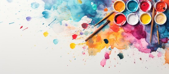 Watercolor paints and brushes for kids