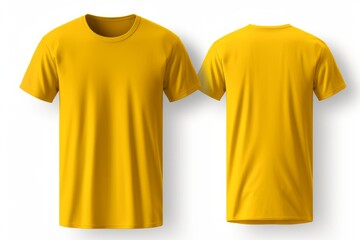 Mockup of a blank royal yellow tshirt front and back isolated on white background. Generative AI