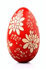 Handmade Easter egg isolated on a white, Generative AI