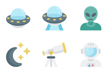 astronomy flat icon set bundle 04